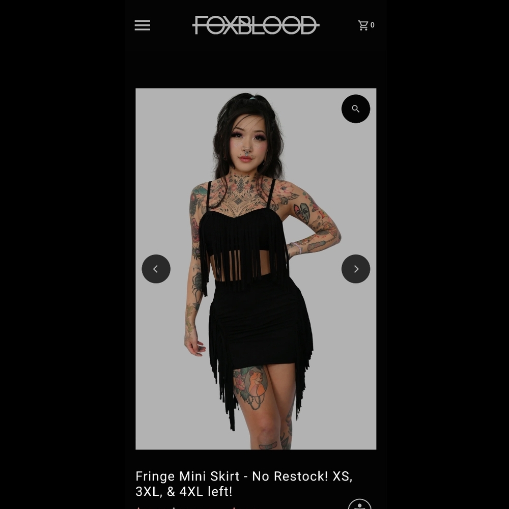 Foxblood Fringe Mini Skirt XL